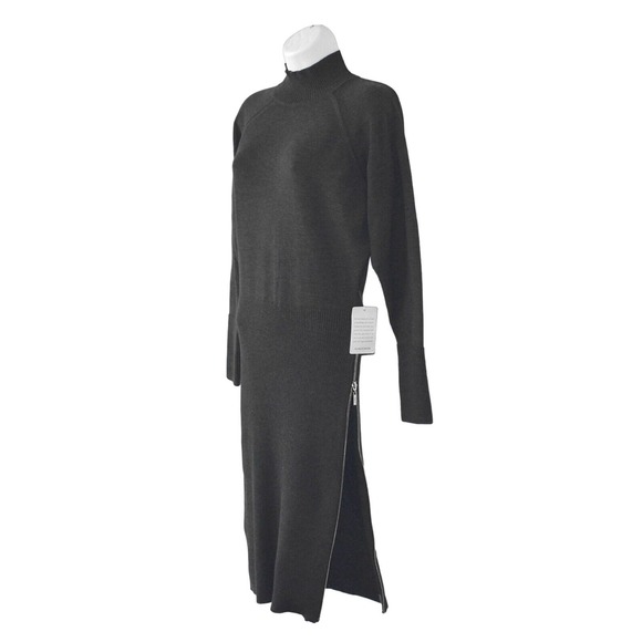 A8 NWT ELIZA J Grey Knit Mock Neck Zipper Side Long Sleeve Sweater Dress Size S - Picture 4 of 8